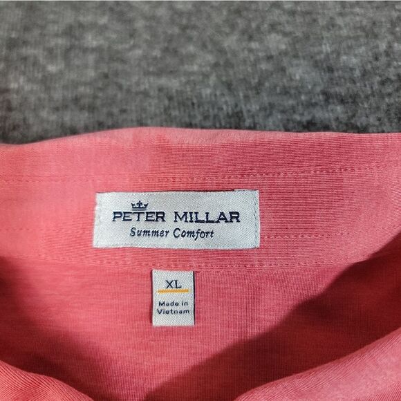 Peter Millar Summer Comfort Mens Size XL Polo Golf Shirt Light Red Performance - Picture 10 of 10